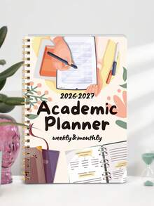 Trees 2026-2027 年月度计划笔记本，A5 简约周计划和月度计划学年日历笔记本，32 页办公和学校用品，完美的教师礼物 - 彩色 - 查看 2