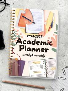 Trees 2026-2027 年月度计划笔记本，A5 简约周计划和月度计划学年日历笔记本，32 页办公和学校用品，完美的教师礼物 - 彩色 - 查看 4