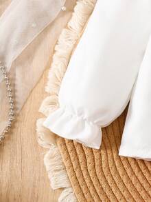 2pcs Baby Girls Cute Floral Ruffle Collar Long Sleeve Top And Pinafore Dress Set, Suitable For Autumn/Winter Holiday Events - Red - View 5