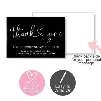 10/50pcs Foil Stamping Thank You Cards, Business Decorative Stickers, Label Cards, Gift Packaging Thank You Information Cards