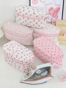 1 Pc Quilted Strawberry Steam Iron Storage Bag Iron Storage Case Handle Foldable Reusable Decorative Iron Storage Case Compatible With Most Iron Portable Iron Storage Case Iron Protective Carrying Bag Dust Proof Iron Holder Travel Iron Case Portable Garment Steamer Case Home Tool Storage Bag Universal For Most Iron, Starlight Daily Use - Multicolor - View 4