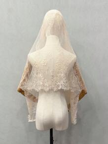 新娘蕾丝白色披肩头纱披肩，黑色拉丁婚礼头纱万圣节情人节秋季配饰