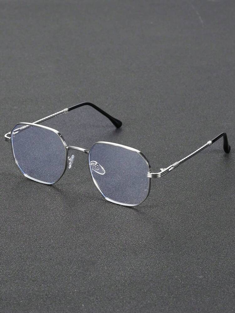 1 Pair High-Quality Metal Geometric Transparent Glasses, Suitable For Outdoor Activities, Music Festivals, Vacations, Daily Life, Back To School Season, And As A Gift For Women - Clear - View 5