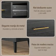 Cómoda de 6 cajones con tiradores de metal almacenamiento dormitorio sala entrada diseño moderno espaciosa organización eficiente resistente fácil montar - Negro - Ver 4