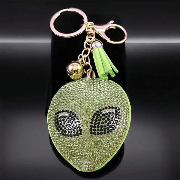 Sparkly Rhinestone Alien Keychain,Sci-Fi Accessory For Fans,Summer Events,Graduation,Vacation,Camping,Daily Use,Themed Parties,Versatile Bag Key Decor