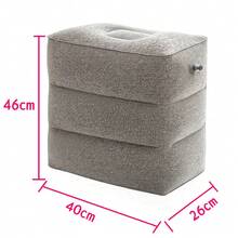 Flocked Travel Inflatable Footrest, Airplane High-Speed Train Warm Foot Pedal, Foldable Adjustable Convenient Car Foot Rest Suitable For Long-Distance Travel Inflatable Footrest - Grey - View 7