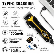 Elektrische Haarschneidemaschine für Herren, wiederaufladbar, kabellos, Haarschneider, Kopfrasierer, Bartschneider, elektrische Haarschneidemaschine, 1500mAh