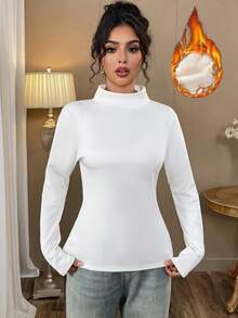 Turtleneck Long Sleeve Pullover High Neck Sweatshirt Slim Fit Basic Casual T-Shirt Top