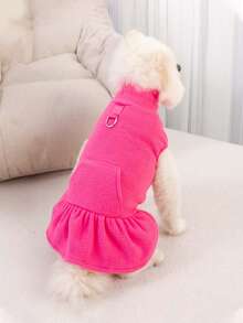 Solid Color Minimalist Dog & Cat Pet Dress, Autumn/Winter, Anti-Shedding, Suitable For Indoor & Outdoor Use
