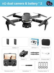 V88无人机配备高清双摄像头和光流悬停/智能避障系统，即使是新手也能快速上手。它是一款多旋翼四轴飞行器/遥控飞机玩具，适合室内外娱乐。这款无人机物超所值，功能卓越，是生日礼物、圣诞礼物或万圣节礼物的绝佳选择。 - 黑色 - 查看 13