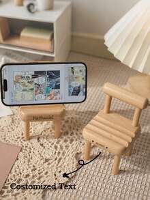 1pc Customized Mini Stool Phone Holder Desktop Decor, Cute Chair Stand For Holding Various Phones And Tablets For TV Viewing