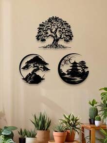 1pc Japanese Bonsai Tree Torii Gate Wall Sculpture, Iron Art Home Decor For Dining Room, Perfect Christmas Decoration With Personalized Name Sign For Farmhouse, Patio, Porch, Unique Gift Idea For Him, Her, Boyfriend, Girlfriend, Dad, Mom, Family, Friends, Valentine's Day, Children's Day, Father's Day, Graduation, Wedding, Housewarming, Living Room, Bedroom, Office, Family Gathering Christmas Decorations Room Decor