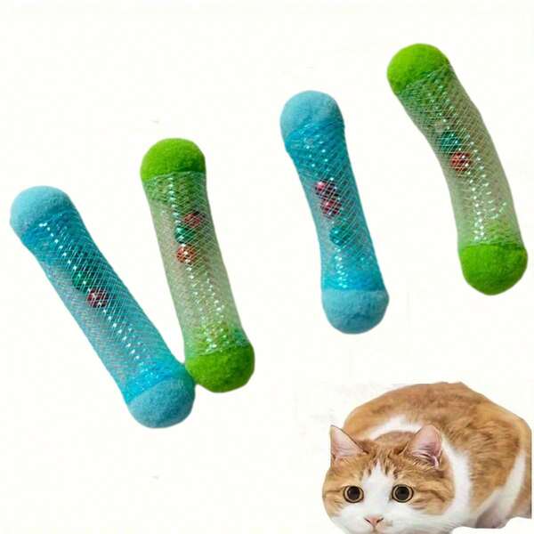 Interaktives Katzenspielzeug mit Glöckchen - geeignet für alle Rassen und Größen, weiches Plüschäußeres, flexibler Kunststoffschlauch, fördert Denkstimulation und Bewegung, batteriefrei, Tiermaterialien, lustiges Design, bereichert den Spaß der Katzen