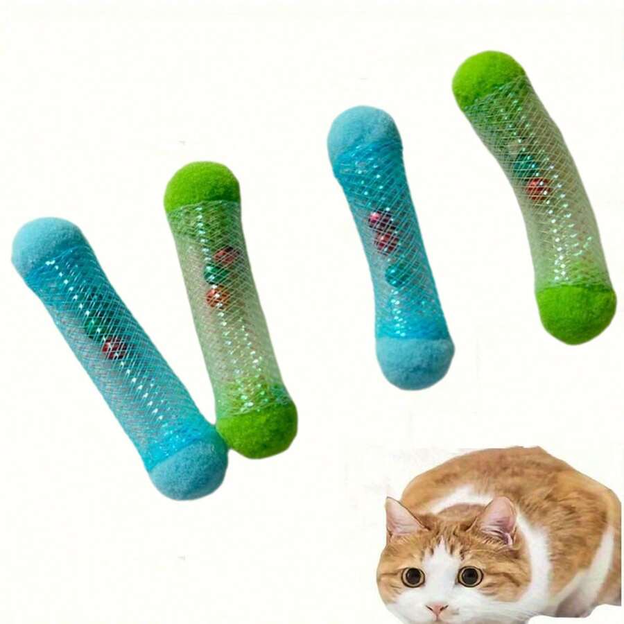 Interaktives Katzenspielzeug mit Glöckchen - geeignet für alle Rassen und Größen, weiches Plüschäußeres, flexibler Kunststoffschlauch, fördert Denkstimulation und Bewegung, batteriefrei, Tiermaterialien, lustiges Design, bereichert den Spaß der Katzen