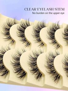 5 Pairs Manga Natural Wispy False Eyelashes - Clear Band Faux Mink Lashes Cat-Eye Shape, Natural Look For Everyday Glam - Reusable, Comfortable, Beginner Friendly Strip Lashes, Lashes, Eyelashes, Fake Lashes