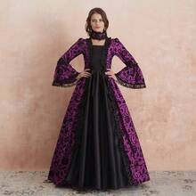 Victorian Palace Dress, European & American Medieval Palace Retro Dress, Lace Drawstring Arabian Long Dress For Birthday Party, Halloween Stage Performance Cosplay