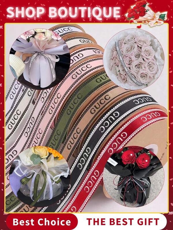 Cinta con estampado en caliente, 1 rollo de cinta negra, cinta para envolver regalos, lazos para envolver regalos, material de embalaje rosa para decoraciones de fiesta, envolver regalos, decoración navideña (36 yardas/33 m)