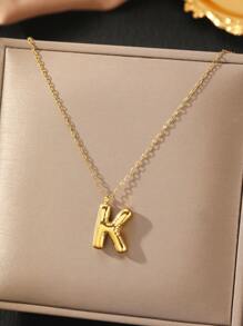 1 件不锈钢 26 字母吊坠项链，时尚优雅，送给她的绝妙礼物