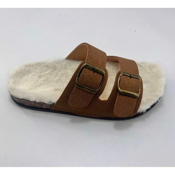 2025 Nouvelles Pantoufles Moelleuses Pour Femmes, Pantoufles de Maison en Couleur Unie Style Vintage Plate en Peluche Pour le Printemps/l'Automne