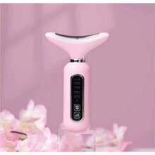 HYQ1953 Massageador Aparelho De Beleza Para Pescoço Facial Com Vibração de Ondas Luminosas Anti-Rugas Remoção Dupla Quei - Rosa Bebê - Visão 3