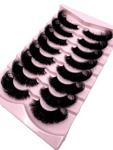 New 8 Pairs/Pack Natural Extension Thick Fluffy Volume False Eyelashes Dramatic Messy Mink Lashes Wispy Long Reusable Eyelashes 8D Volume Lasting Wispy False Eyelash Strips Foxy Eye Lifting Look Extension Full Eyelash Strip To Lengthen And Volumize The Outer Corner Of Your Eye Beauty Makeup Gift For Women & Girl - 黑色 - 查看 6