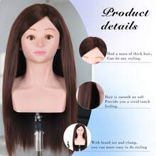 28 英寸化妆美容模特头带头发，可编发美发娃娃头，可做头发造型，带桌夹 - 彩色 - 查看 10