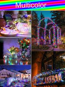1pc Solar Powered LED String Lights, Length Options: 7m/12m/22m/32m (23ft/39ft/72ft/105ft), Solar Fairy Lights, 8 Flashing Modes, 50/100/200/300 LED Bulbs, Waterproof Outdoor Lighting String For Garden, Yard, Tree, Christmas, Wedding, RV, Halloween - IP65 Outdoor Solar Lights, Garden Lighting | Holiday Lighting | Christmas Lights | Solar Lights