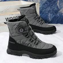 男士四季踝高冬靴 - 皮革鞋面搭配 PVC 鞋底，棕色/黑色登山靴，带缓冲鞋垫，圆头和系带系统，适合雪地、冰面和休闲穿着 - 全地形牵引力，耐用舒适的男士休闲靴，适合徒步旅行、城市和英伦风格场合