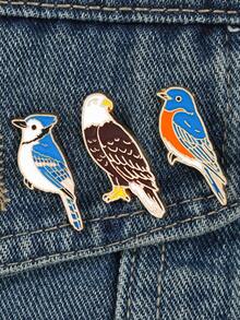 1/6 件新款小鸟麻雀合金胸针，老鹰燕子衣服包包装饰徽章，可爱动物鸟金属徽章，时尚休闲欧美风格胸针，适合女性万圣节圣诞节礼物 - 彩色 - 查看 4