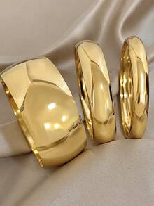 女士厚款镀金手镯，女士不锈钢手镯，女士宽手镯，日常派对首饰套装，万圣节圣诞节礼物 - 彩色 - 查看 14
