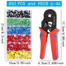 1pc Set Electrical Wire Terminal Crimping Tool Kit, Includes Insulated Connectors, Manual Crimping Pliers, Wire Cutter Stripper, Electrician Multi-Tool, Red And Blue Handles, Tools For Men