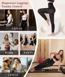 Anti-Cellulite-Leggings Damen Yoga Hose mit hoher Taille, Bauchkontrolle formende Kompressions-Body-Shaper, Abdominal Control Po-Lifting - Schwarz - Übersicht 8
