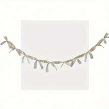 A Handmade Bow Ribbon Banner - No Electricity Needed, Decorative Handwoven Party Garland, Suitable For Events And Celebrations - 象牙白蝴蝶結 - 查看 4