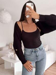 GIGOGOU 秋冬黑色粗针织 3D 刺绣花卉长袖开衫女式开衫，时尚百搭，优雅短款套头衫，适合通勤、情侣约会、度假、派对