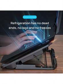 Lenovo Soporte para portátil ZJA8, soporte elevador para refrigeración por radiador, refrigeración de alta potencia, cobertura total, sin ángulos muertos, refrigeración de seis núcleos, velocidad del viento ajustable, aspecto atractivo, gran compatibilidad, diseño silencioso, seis velocidades ajustables, color negro - Negro - Ver 4