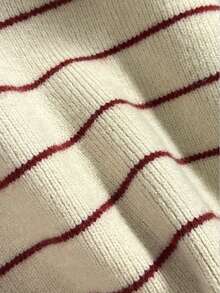 极简黑白条纹温柔开衫 - 紅色 - 查看 9