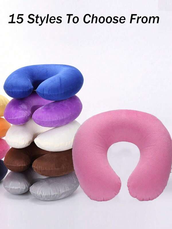 旅行枕颈枕飞机枕旅行车内居家办公室旅行颈部飞行枕按扣带软套，U 型颈枕便携式学生成人枕垫，在学习或乘车、办公室或其他旅行时支撑颈部并保护颈椎（充气）无枕头，如果您介意请不要下单