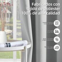 Cortinas Blackout para Recamara Cortas,Cortinas para Recamara Reducción de Ruido,Cortina con Ojales en la Parte Superior,Suave 100% Poliéster Tela Impermeable,2 Paneles, 132x140cm - Gris-1.32*1.40m - Ver 6