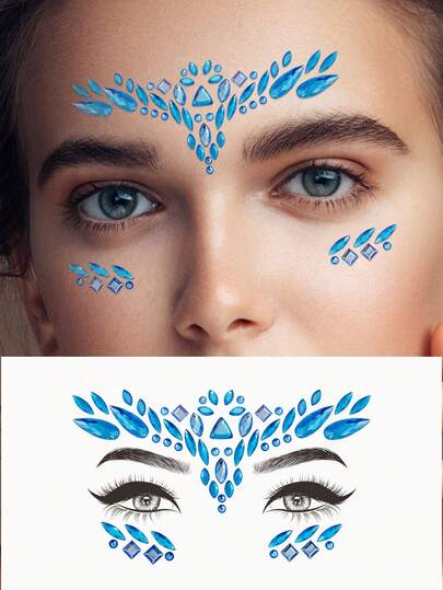 1 件金色水钻形装饰贴纸、仿宝石贴纸、闪亮 3D 水钻贴纸、角色扮演道具、夜总会水钻装饰、Y2K、音乐节、派对服装、化妆道具、摄影道具、日常配饰、DIY 工艺钻石贴纸、脸部装饰贴纸、派对服装化妆舞会道具