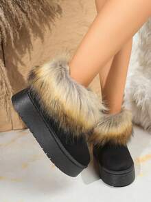 Botas de nieve para mujer, nueva moda de invierno con suela gruesa y tobilleras, forro de felpa cálido, suela antideslizante y duradera