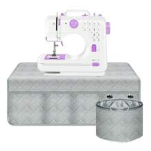 1 tấm lót máy may kèm túi đựng và ống trụ, chất liệu polyester có thể giặt, họa tiết hoạt hình, chống bụi, thích hợp để đựng đồ dùng và phụ kiện may vá, tuyệt vời cho những người đam mê may vá và đan móc. - Tấm lót máy may - Xem 2