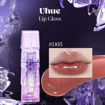 Uhue Son bóng D05, bóng như thủy tinh, độ bóng cao, màu sắc đậm đà, dưỡng ẩm, sắc tố nhẹ, dễ thoa, dưỡng ẩm lâu trôi, cảm giác thoải mái khi sử dụng, món quà tuyệt vời, 3ml/0.1 fl oz