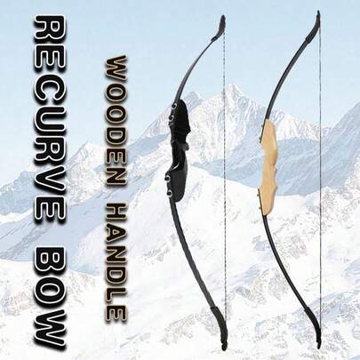 1pc 40lbs Wooden Recurve Bow For Outdoor Hunting Archery, Shooting Recurve Bow, Beginner Recurve Bow And Arrow
