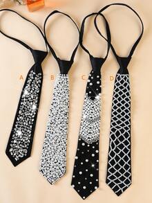 1 pieza Corbata de lujo premium para mujer, corbata de cuello totalmente hecha a mano con cuentas y cremallera, diseño versátil y lujoso adecuado para primavera, verano, otoño e invierno para vestir, para decoración navideña - Multicolor - Ver 2