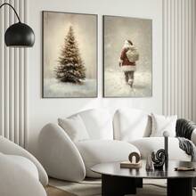2 pezzi Stampe su tela di arte murale natalizia vintage, stampe neutre, dipinti di Babbo Natale e albero di Natale, poster per decorazioni invernali e natalizie per soggiorno, camera da letto, stile fattoria, regalo per lei, senza cornice, decorazioni natalizie, decorazioni albero di Natale, decorazioni regalo di Natale, decorazioni Ringraziamento, matrimonio, decorazioni per la casa, decorazioni autunnali, decorazioni per compleanni, forniture per feste, decorazioni per vacanze e festival interni, decorazioni Ognissanti, decorazioni murali, ornamenti Ognissanti - Multicolore - Visualizzare 4