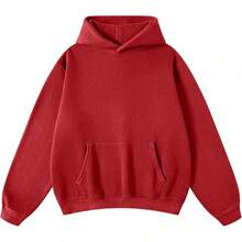 Mens Women Oversized Acid Wash Hoodie Unisex Heavyweight Vintage Fleece Sweatshirt & Hoodies For Men Couple 2025halloween - 紅色 - 查看 1