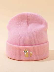 1pc Unisex Cartoon Fox Embroidery Beanie, Elastic Warm Casual Outdoor Fashion Knit Hat, Versatile Thin Style Suitable For Daily Wear, Gift Autumn Outfits - A - View 16