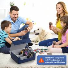 Trading Card Storage Box For 1800+, Leather Storage Box With Strong Closure, Card Box With 10 Dividers And 3 Foam Stoppers, Commander Deck Box Fit MTG And Sport Cards, Storage, Small Box, Gift - xanh xám - Xem 7