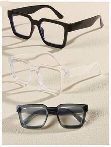 2 副/1 副女士方形时尚透明眼镜，休闲波西米亚风格，适合日常生活配饰和户外摄影，四季皆宜，可与处方眼镜一起佩戴