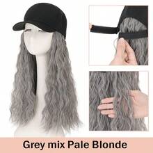 16inch/40cm Adjustable Baseball Cap Hat With Long Wavy Curly Hair Wig Synthetic Hairpiece Corn Wave Curly Hair Extensions For Women Daily Wear, Easy To Put On And Take Off, Natural Looking, Soft And Breathable, Perfect For Casual Outings And Sports Events Halloween Xmas Party - 彩色 - 查看 18